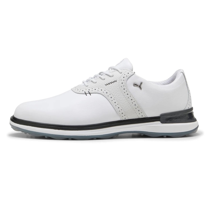 Puma AVANT Wingtip Spikeless Golf Shoes – White/Feather Grey/Black