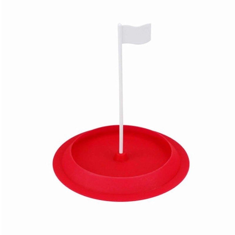 Golf Putting Practice Hole Cup with Flags Indoor Soft Rubber Practice Putting Cup Training Aids Golf Accessories  Red