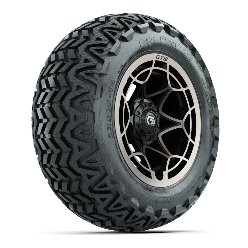 GTW Nexus Gloss Black/Bronze 14 in Wheels with 23×10-14 Predator All-Terrain Tires  Full Set