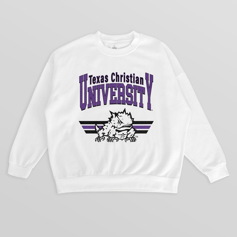 TCU HORNED FROGS SWIFT STRIKE PREMIUM FLEECE DROP SHOULDER CREWNECK PULLOVER