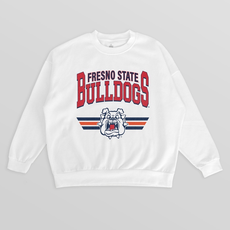 FRESNO STATE BULLDOGS SWIFT STRIKE PREMIUM FLEECE DROP SHOULDER CREWNECK PULLOVER
