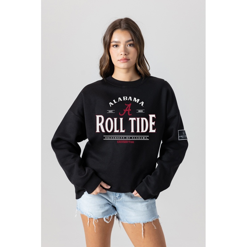 ALABAMA CRIMSON TIDE PLAYERS ONLY BLACK LABEL PREMIUM FLEECE DROP SHOULDER CREWNECK
