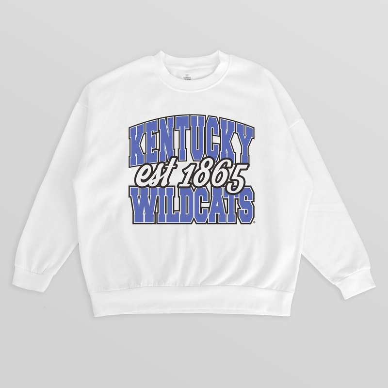 KENTUCKY WILDCATS FADED FORMATION PREMIUM FLEECE DROP SHOULDER CREWNECK PULLOVER