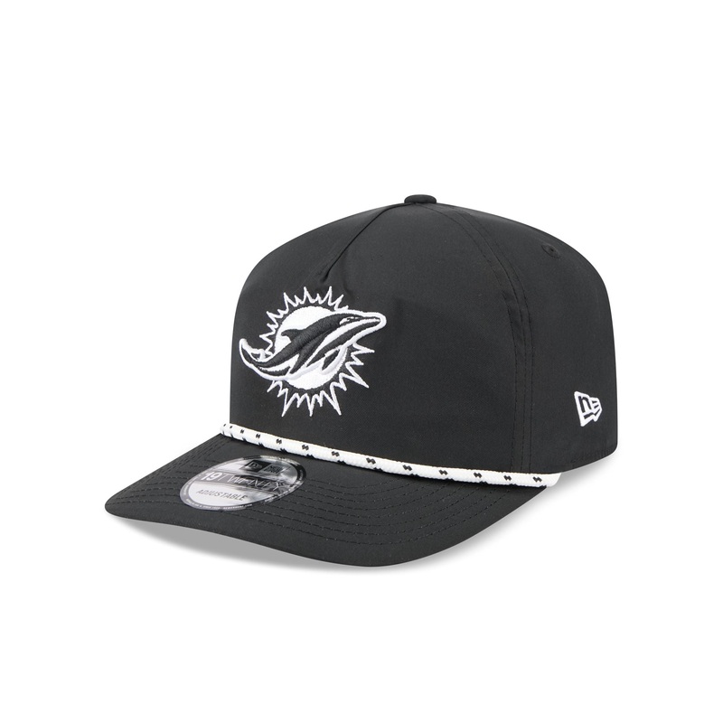 Miami Dolphins Black and White Rope 19TWENTY Snapback Hat
