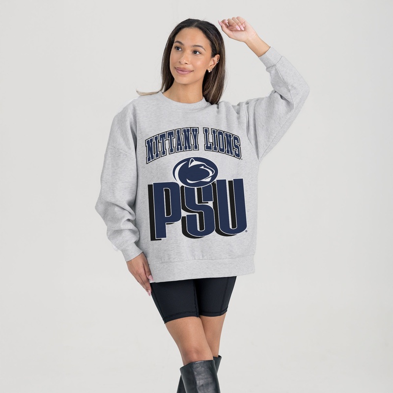PENN STATE NITTANY LIONS FIERCE FOCUS PREMIUM FLEECE DROP SHOULDER CREWNECK PULLOVER