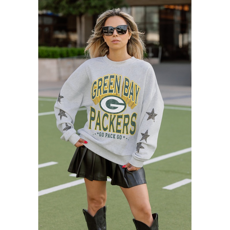 GREEN BAY PACKERS RESILIENCE STAR EMBELLISHED CREW SWEATSHIRT