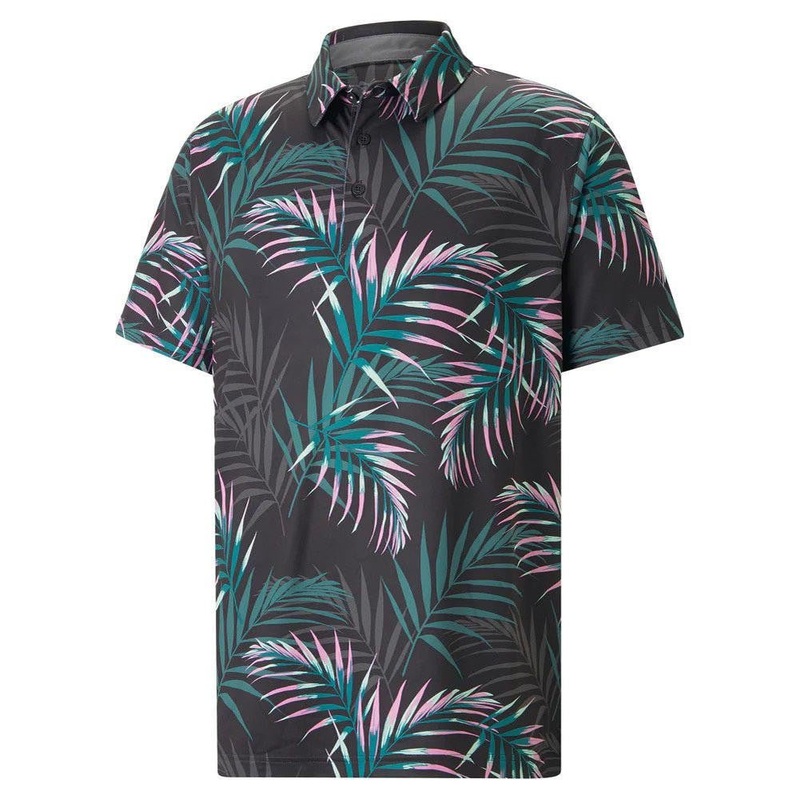 Puma Cloudspun Palm Leaf Polo|Black Green Lagoon|White Minty Burst|Small|Medium|Large|X-Large|XX-Large|XXX-Large
