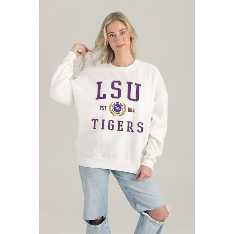 LSU TIGERS Timeless Triumph Fleece Crewneck Pullover