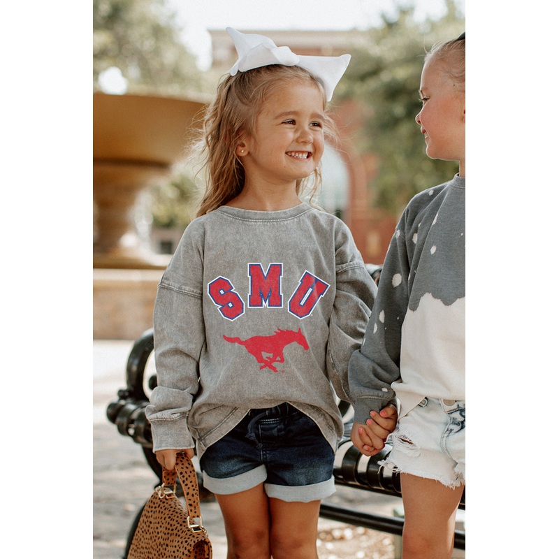 SMU MUSTANGS Kid’s Faded-Wash Pullover