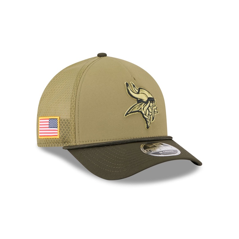 Minnesota Vikings 2025 Salute to Service 9FORTY M-Crown A-Frame Trucker Hat