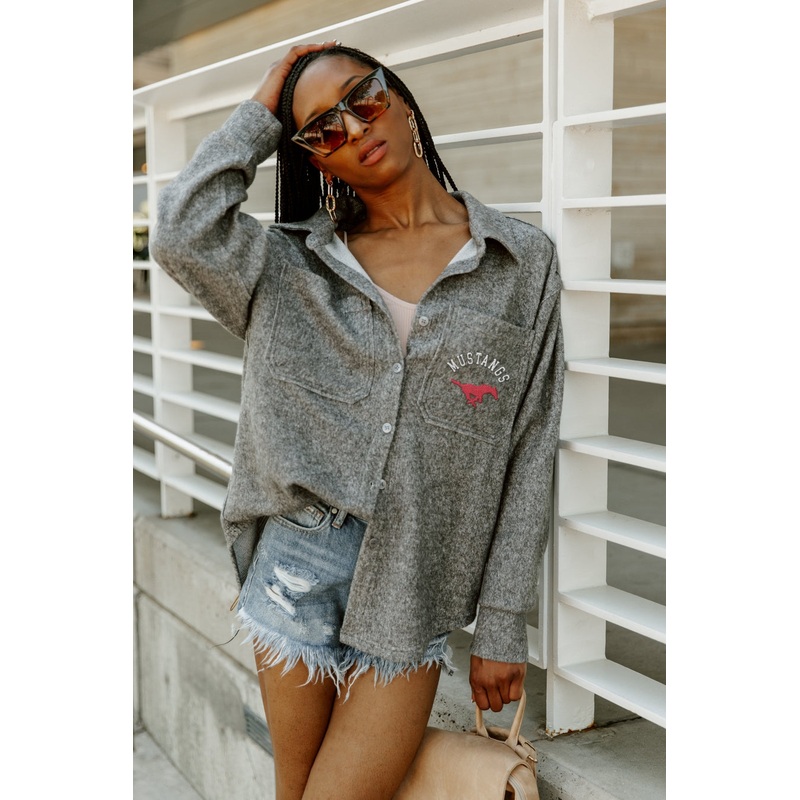 SMU MUSTANGS Switch It Up Button-Down Shacket