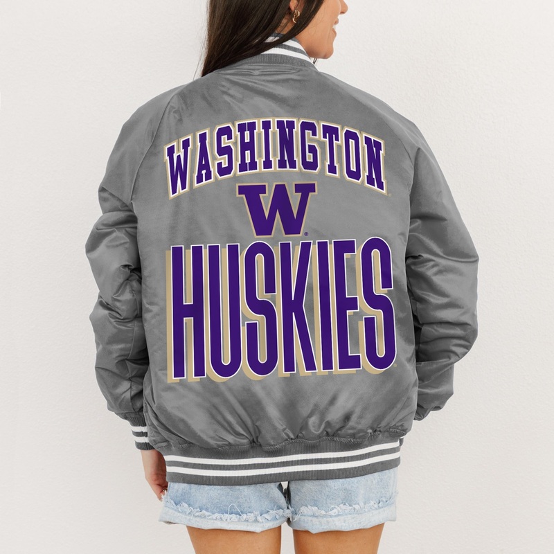 WASHINGTON HUSKIES FIERCE FOCUS SPORT STRIPE VARSITY JACKET