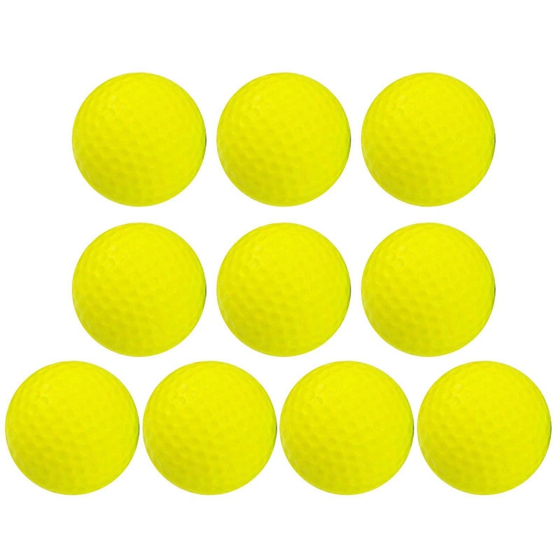 10Pcs Long Lasting Limited Flight Practice Golf Ball for Backyard Realistic Feel PU Practice Golf Ball Foams Golf Ball  Yellow