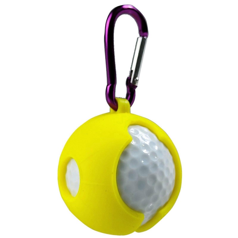 Golf Ball Cover Case with Buckle for Golf Bag Belt Sport Golf Balls Holder Silicone Golf Balls Carrier Yellow