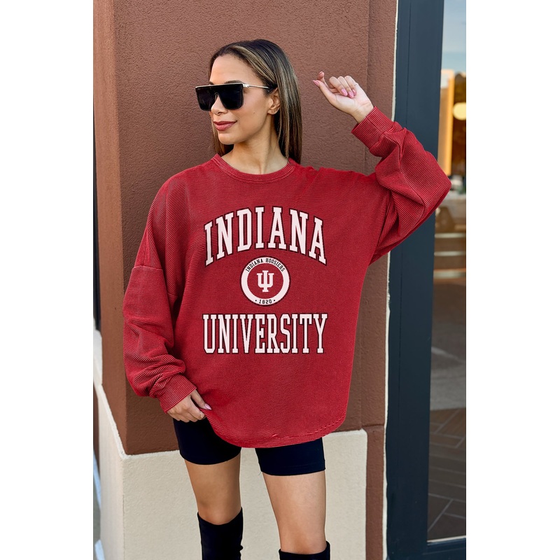 INDIANA HOOSIERS RELENTLESS VINTAGE WASH CORDED PULLOVER