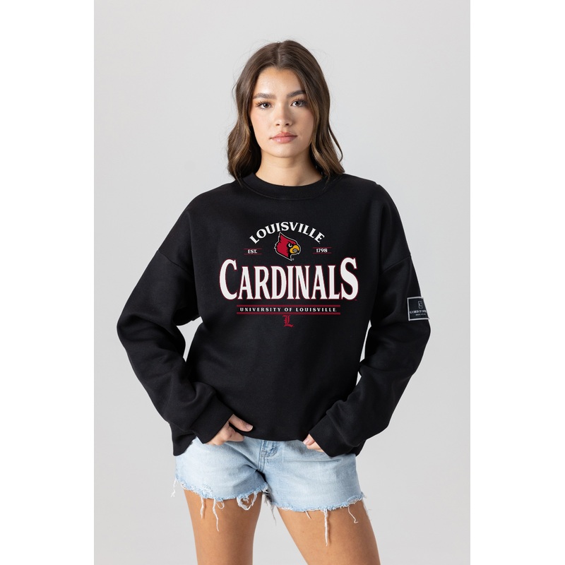 LOUISVILLE CARDINALS Players Only Fleece Drop-Shoulder Crew