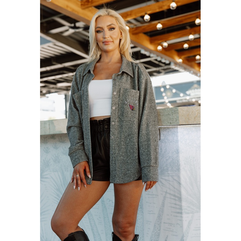 ARIZONA CARDINALS Long Pass Brushed-Knit Button-Down Overshirt