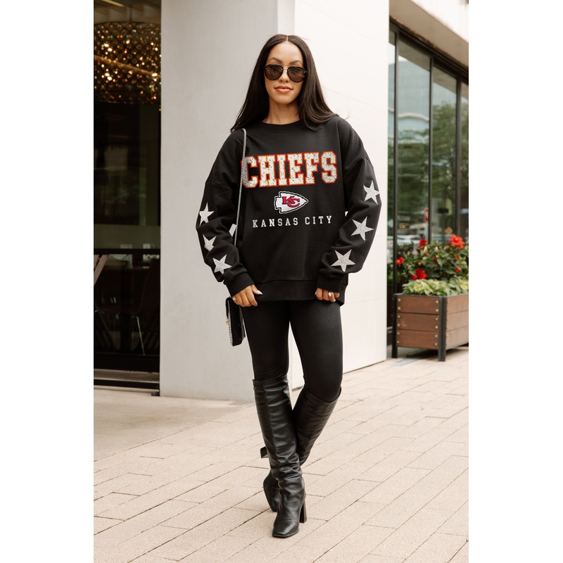 KANSAS CITY CHIEFS VELOCITY STAR EMBELLISHED CREW SWEATSHIRT