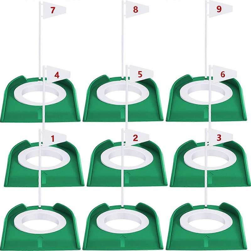 9Pcs Golf Putting Cup and Flag, Golf Practice Cup Supplies Trainer Aid All