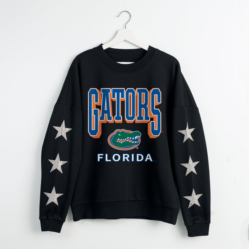FLORIDA GATORS PURE VICTORY EMBELLISHED STAR SLEEVE CREWNECK PULLOVER