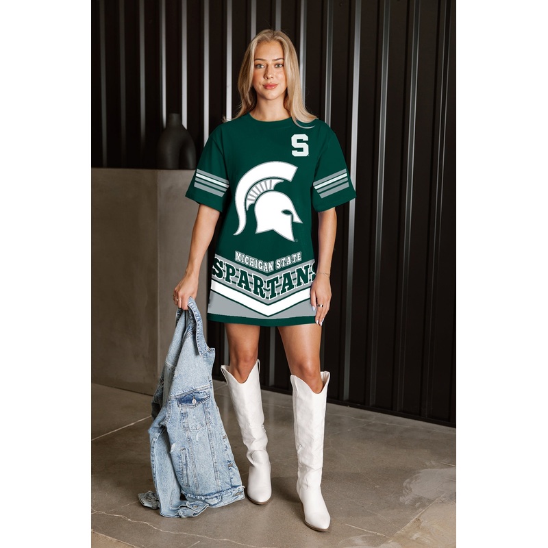 MICHIGAN STATE SPARTANS PERFECT SCORE RETRO T-SHIRT DRESS
