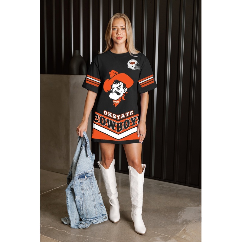 OKLAHOMA STATE COWBOYS PERFECT SCORE RETRO T-SHIRT DRESS