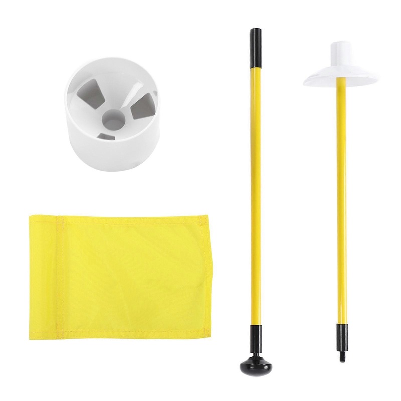 DEWIN Golf Flagstick,Practice Golf Hole Pole Cup Flag Stick Detachable 2 Section Golf Putting Flagstick for Backyard Garden(Yellow)