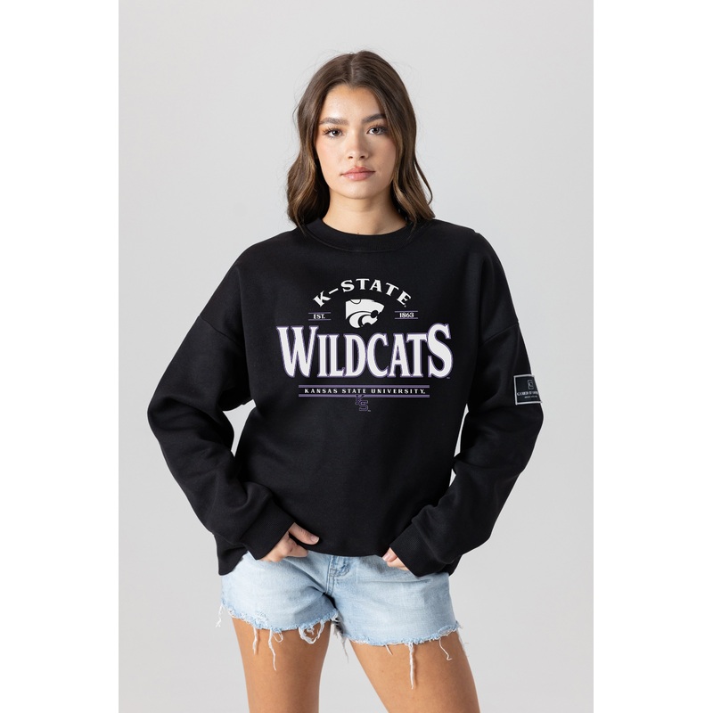 KANSAS STATE WILDCATS Players Only Fleece Drop-Shoulder Crew