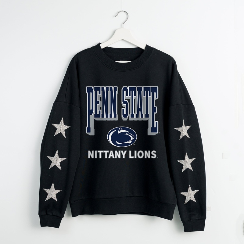 PENN STATE NITTANY LIONS PURE VICTORY EMBELLISHED STAR SLEEVE CREWNECK PULLOVER