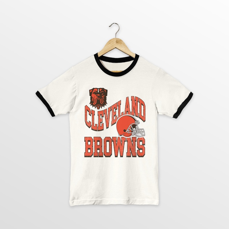 CLEVELAND BROWNS HARD EARNED VINTAGE RINGER TEE