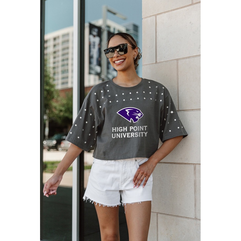HIGH POINT PANTHERS Making Moves Rhinestone Crop Tee With Yoke