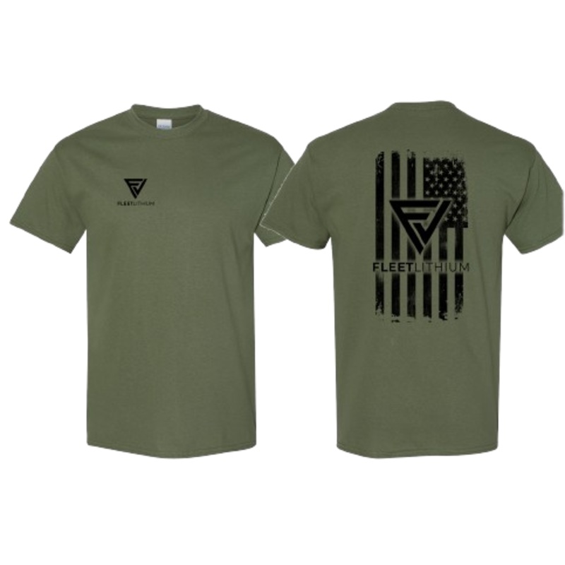 Military Green Men’s Fleet Lithium T-Shirt Black Logo Print PN# FL-MGB-T-M