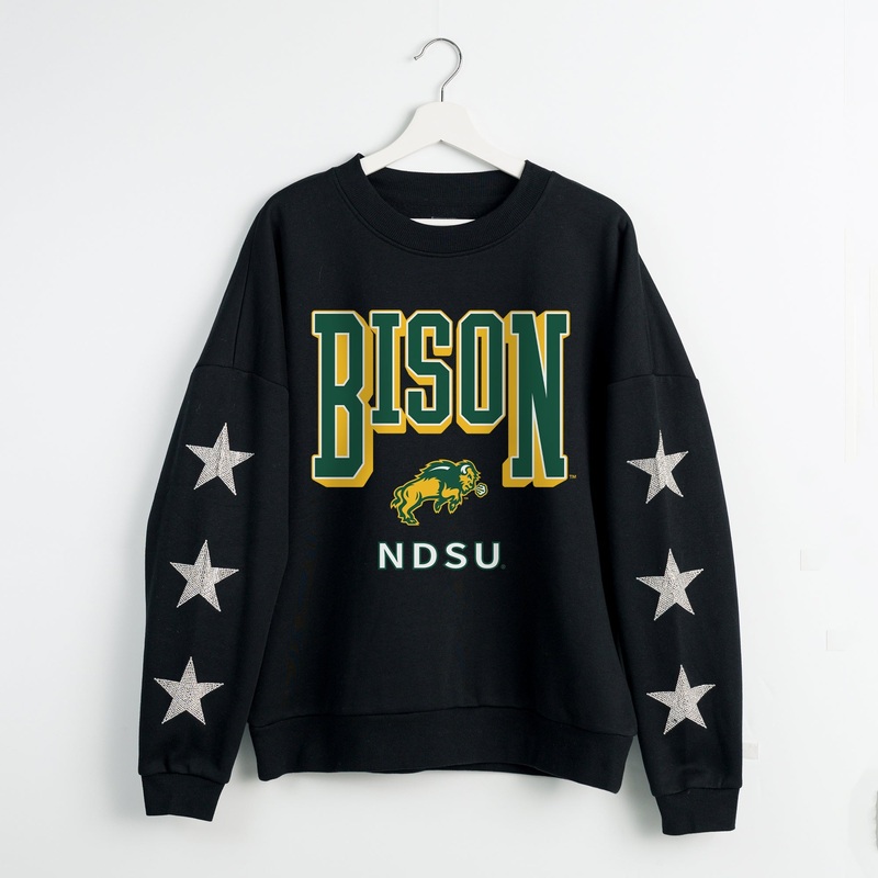 NORTH DAKOTA STATE BISON PURE VICTORY EMBELLISHED STAR SLEEVE CREWNECK PULLOVER