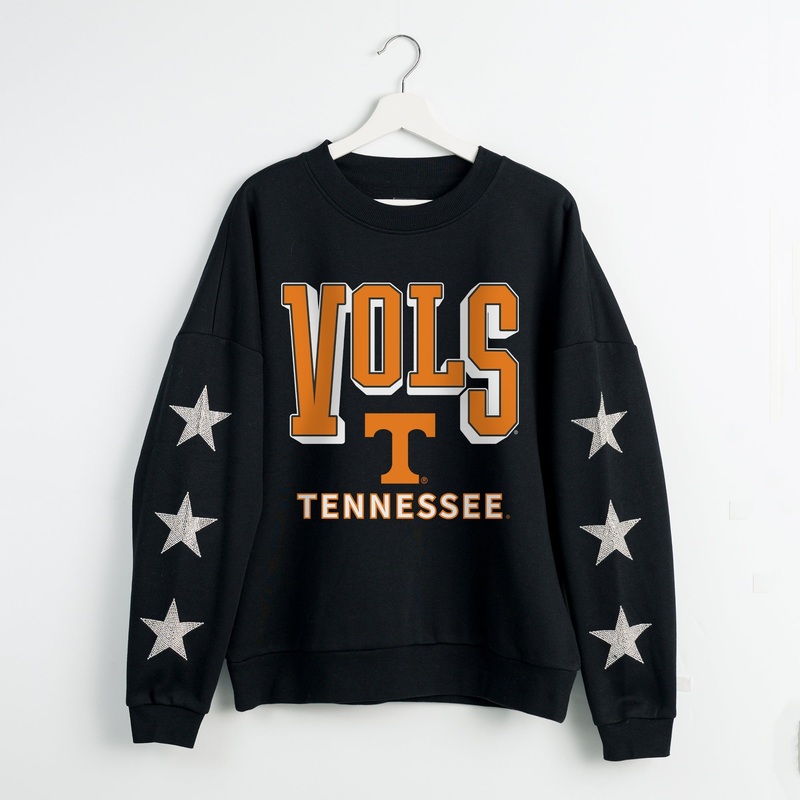 TENNESSEE VOLUNTEERS PURE VICTORY EMBELLISHED STAR SLEEVE CREWNECK PULLOVER