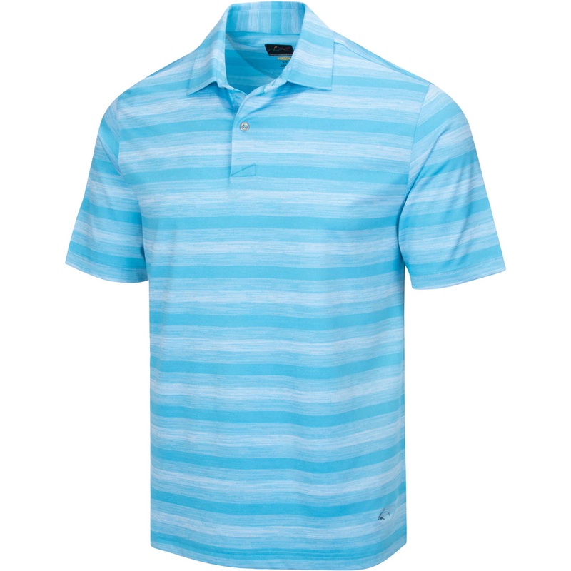 Greg Norman Lab Stripe Polo|Riviera Blue Heather|Shark Grey Heather|Spark Orange Heather|S