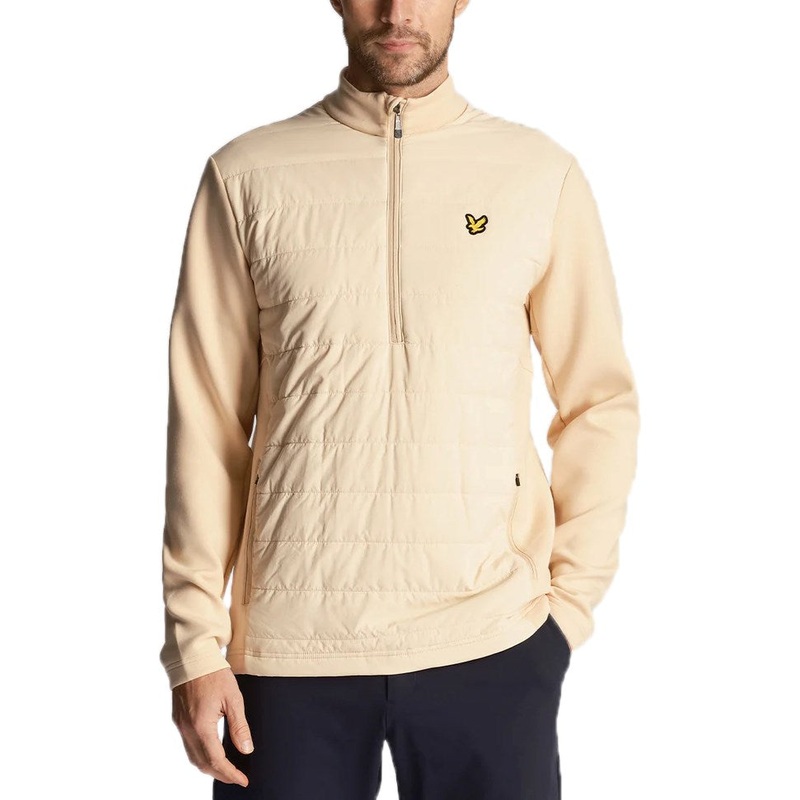 Lyle & Scott Baffle Quilted Quarter Zip Golf Midlayer – Sand Dune