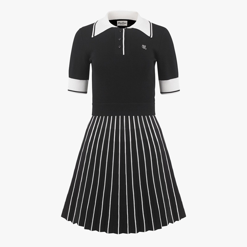 PLEATS THREE QUARTER KNIT DRESS