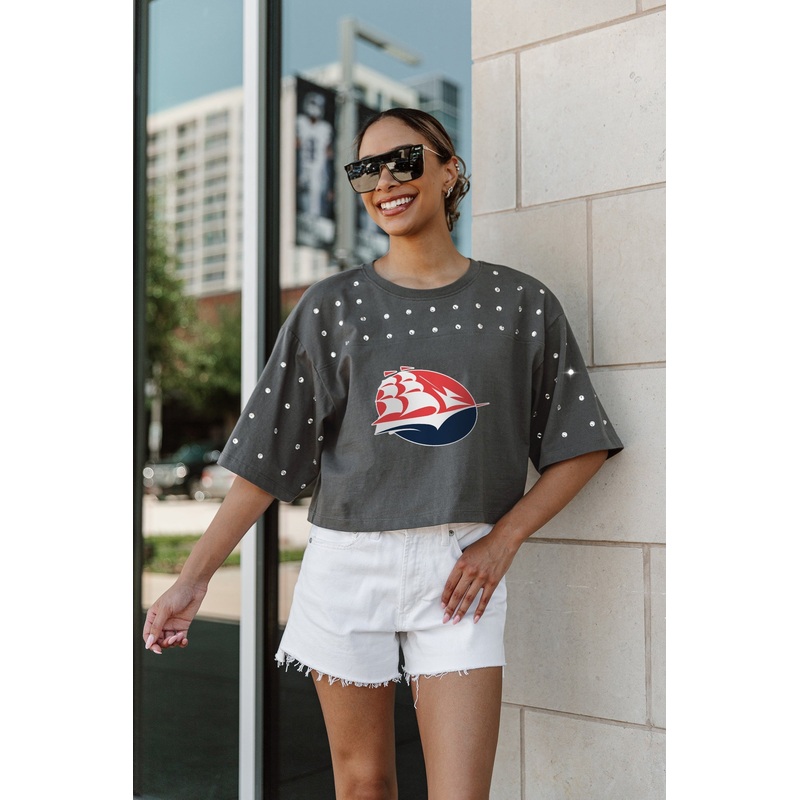 SHIPPENSBURG RAIDERS Making Moves Rhinestone Crop Tee With Yoke