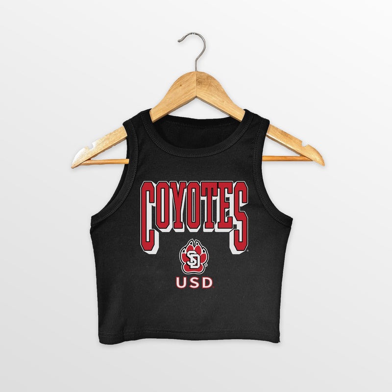 SOUTH DAKOTA COYOTES PURE VICTORY ESSENTIAL RIBBED CROP TANK