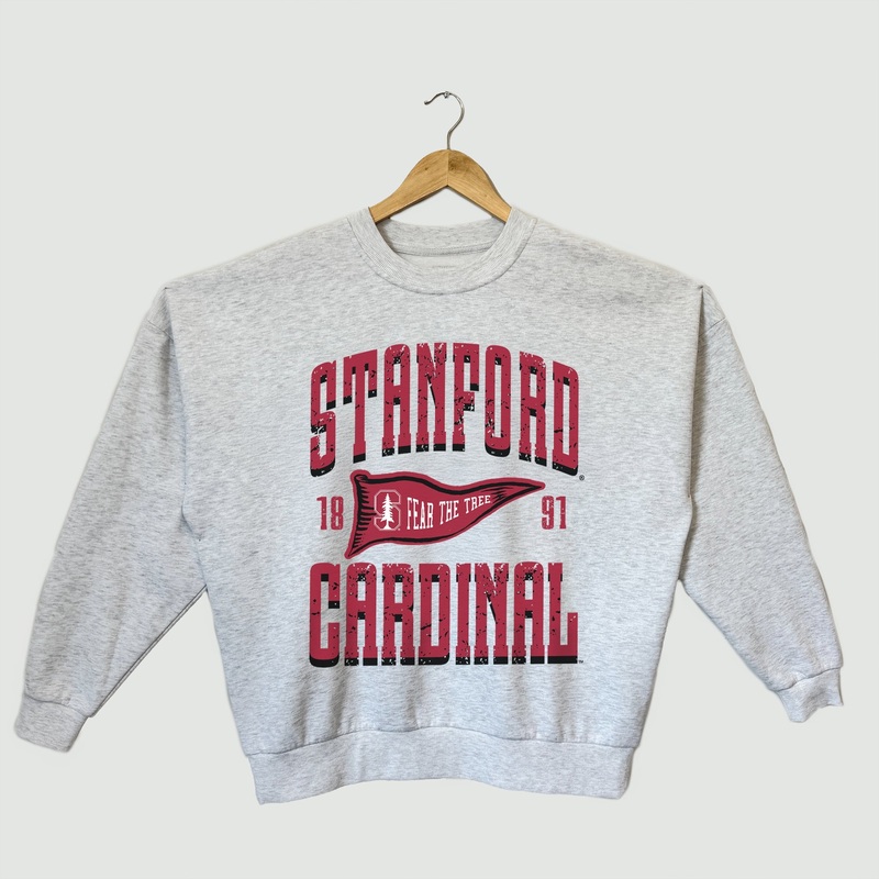 STANFORD CARDINAL PENNANT PRIDE PREMIUM FLEECE DROP SHOULDER CREWNECK PULLOVER