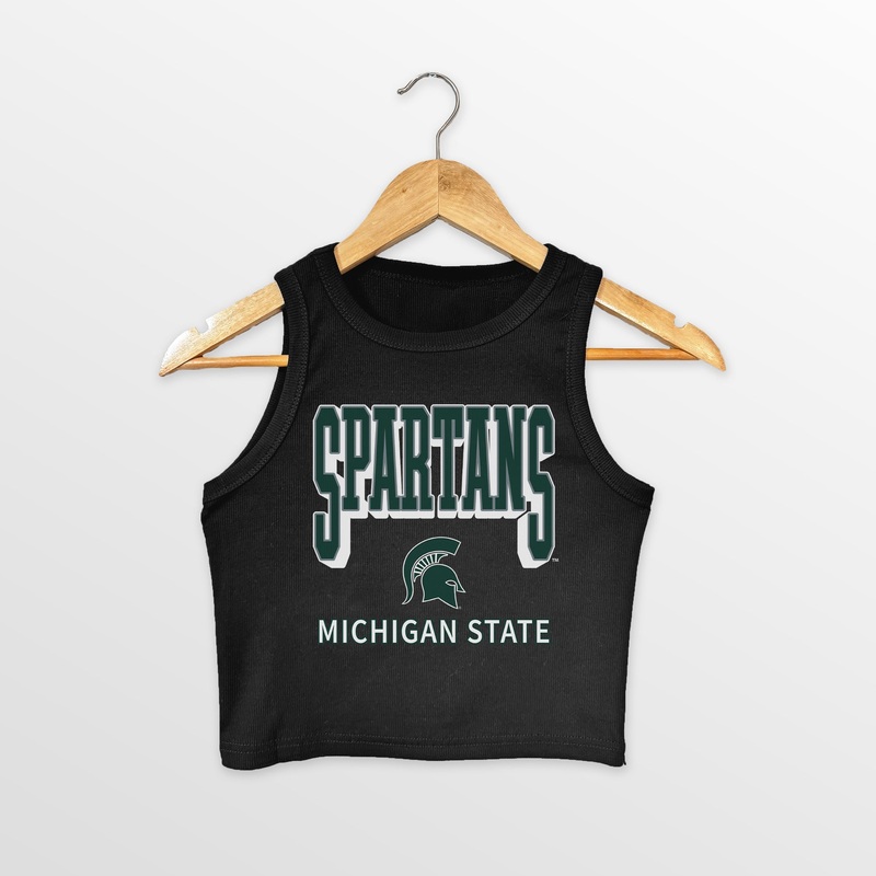 MICHIGAN STATE SPARTANS PURE VICTORY ESSENTIAL RIBBED CROP TANK