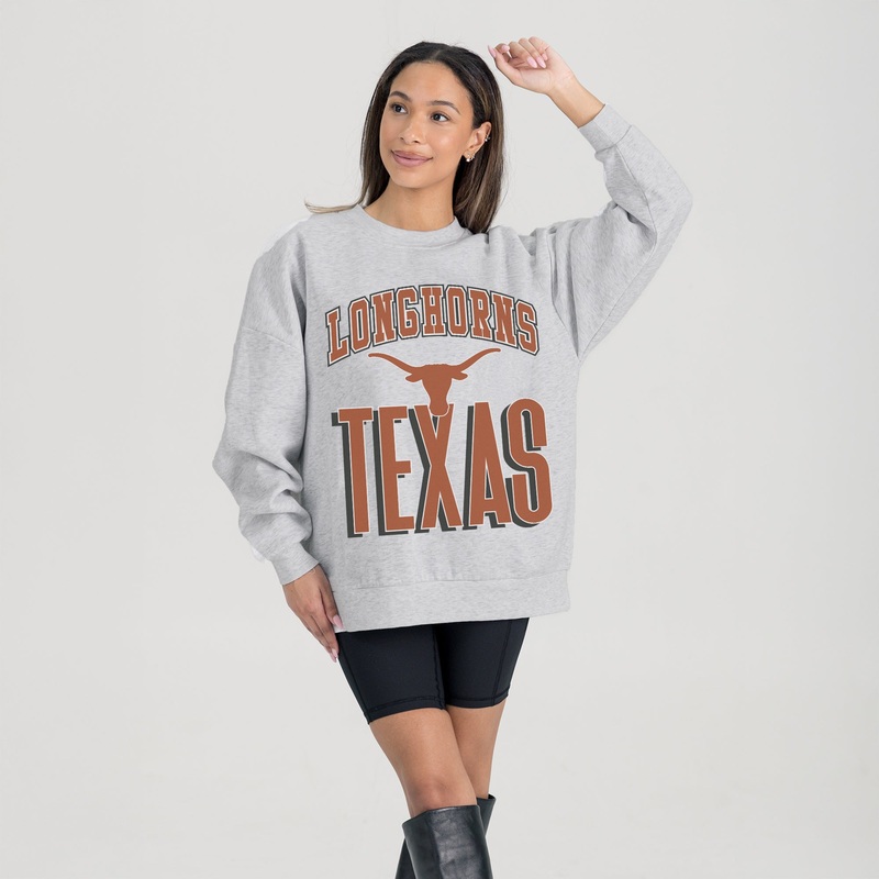 TEXAS LONGHORNS FIERCE FOCUS PREMIUM FLEECE DROP SHOULDER CREWNECK PULLOVER