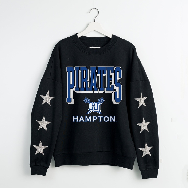 HAMPTON PIRATES PURE VICTORY EMBELLISHED STAR SLEEVE CREWNECK PULLOVER