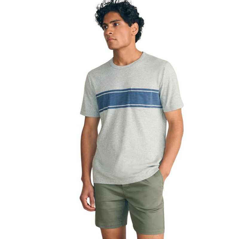Faherty Men’s Surf Stripe Sunwashed Pocket Tee