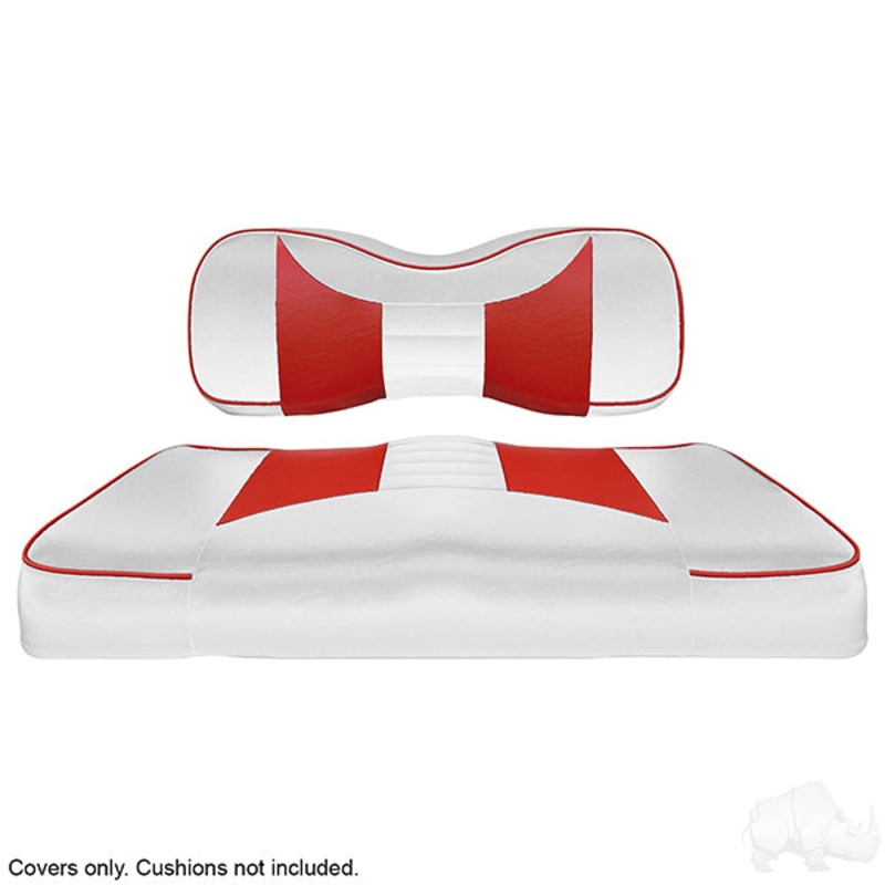 RHOX Front Seat Cover Set, Rally White/Red, Yamaha Drive2, Drive PN# SEAT-051WR-R-CV