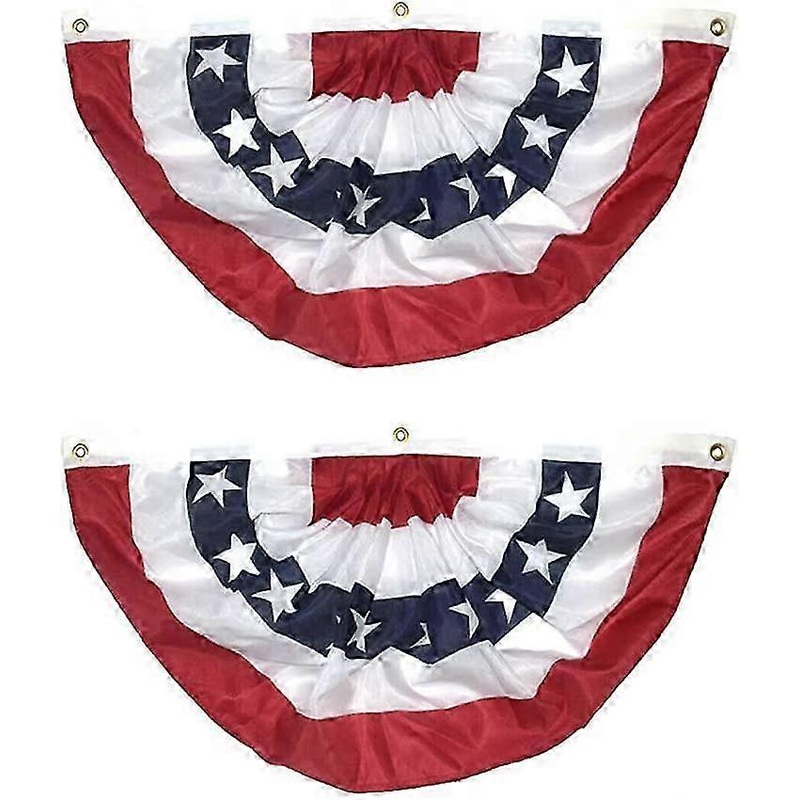 1.5×3 FT USA Pleated Fan Flag – US American Pleated Fan Flag – Bunting Half Fan Fully Pleated Poly – Bright Colors and Anti – Fading Materials – Pack