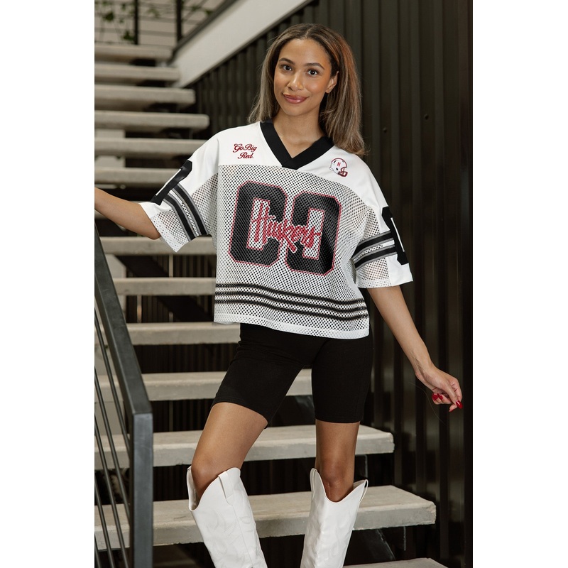 NEBRASKA CORNHUSKERS TRAILBLAZER MESH CROP FASHION JERSEY