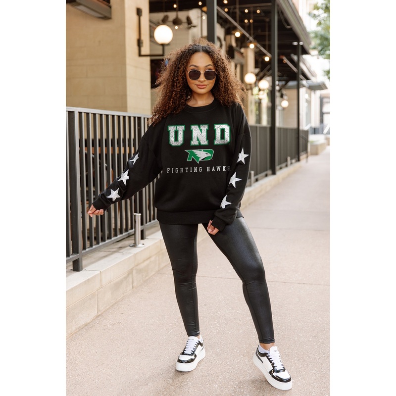 NORTH DAKOTA FIGHTING HAWKS VELOCITY STAR EMBELLISHED CREW SWEATSHIRT