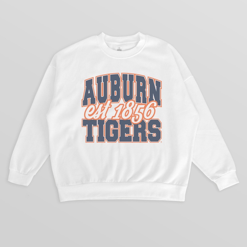 AUBURN TIGERS FADED FORMATION PREMIUM FLEECE DROP SHOULDER CREWNECK PULLOVER