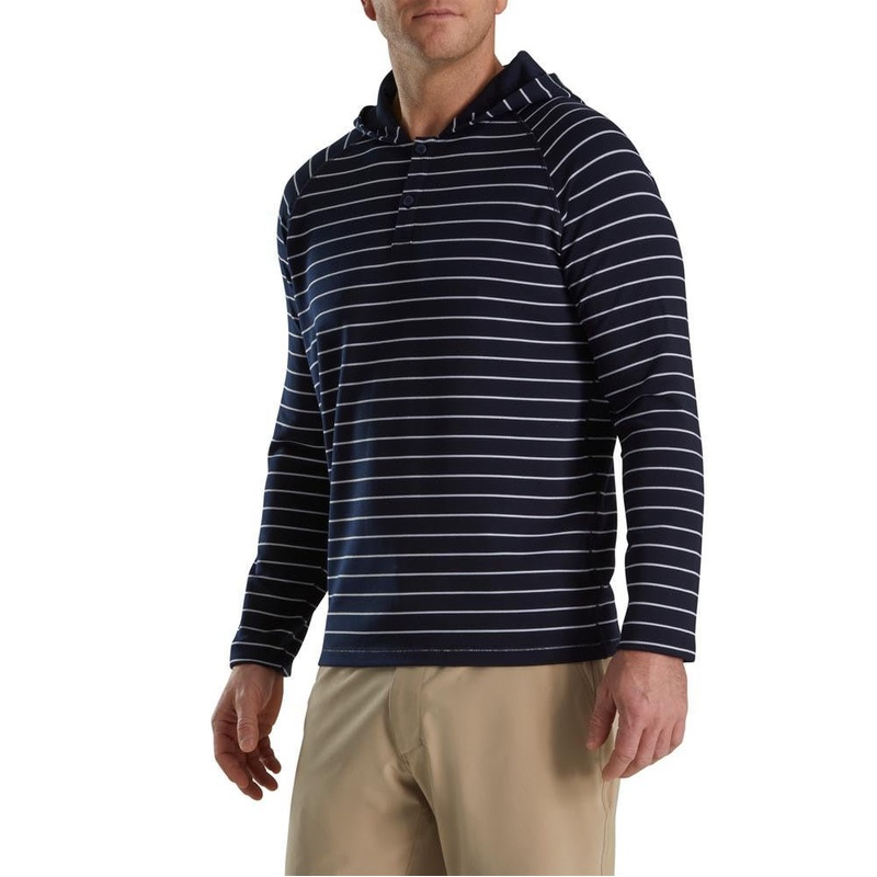 FootJoy Striped Golf Hoodie|Navy White|Bluestone Denim|Black Ocean|Small|Medium|Large|X-Large|XX-Large